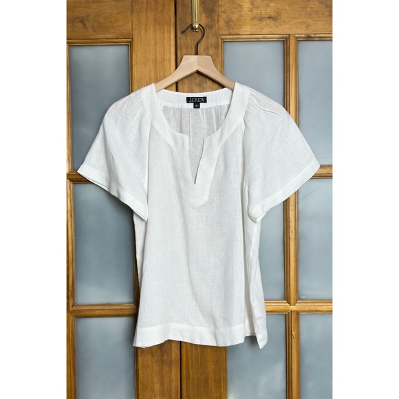 J. CREW Flutter Sleeve Linen V-Neck Top - Picture 1 of 5